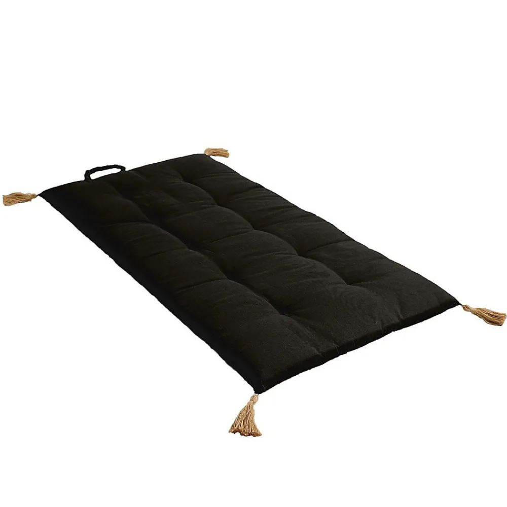 Édredon Panama 90x190 cm pompons jute noir>Decostars Best