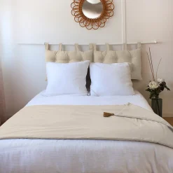 Enjoy Home Édredon Panama 90x190 cm pompons jute écru* Boutis, Couvre-Lit, Édredon