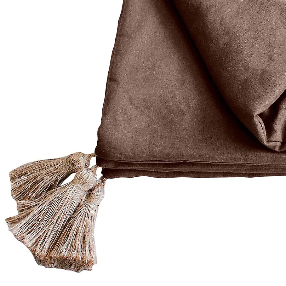 Decostars Édredon Panama 90x190 cm pompons jute vison* Boutis, Couvre-Lit, Édredon