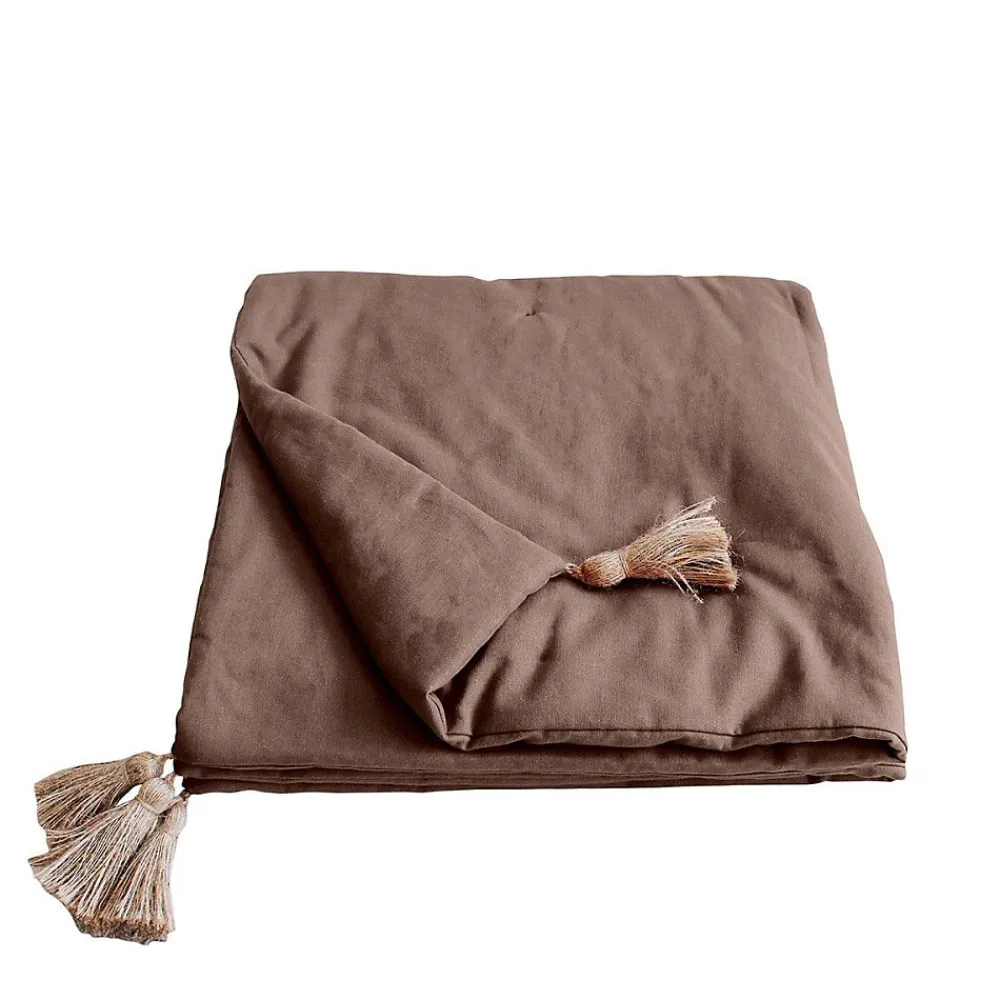 Decostars Édredon Panama 90x190 cm pompons jute vison* Boutis, Couvre-Lit, Édredon