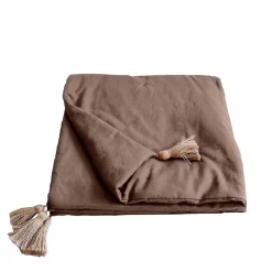 Decostars Édredon Panama 90x190 cm pompons jute vison* Boutis, Couvre-Lit, Édredon