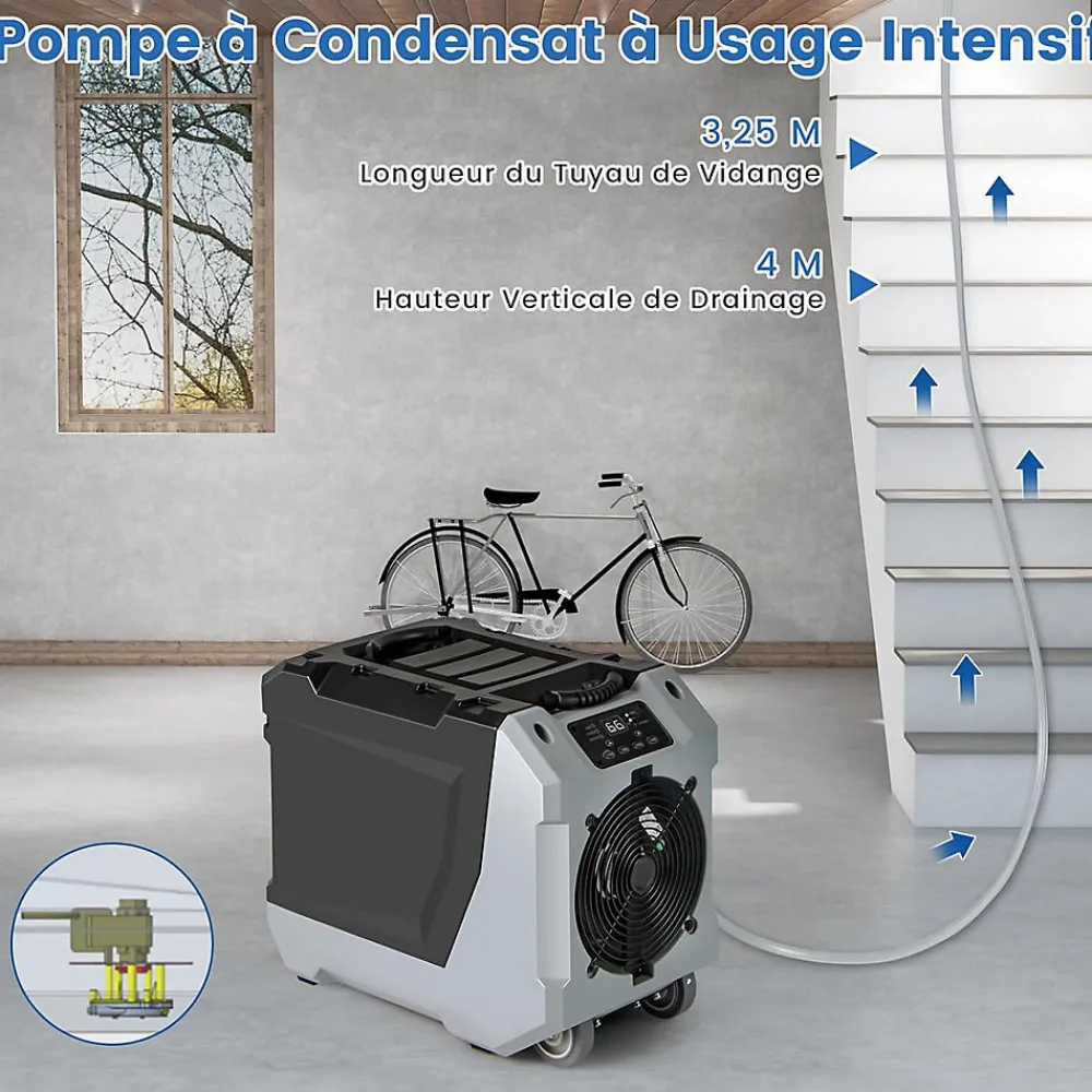 Déshumidificateur 85 L jour Déshumidificateur Mobile avec Dégivrage Automatique Minuterie 24H Tuyau de drainage Pompe Noir>Giantex Discount