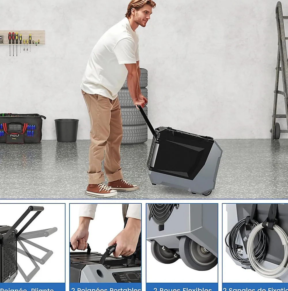 Déshumidificateur 85 L jour Déshumidificateur Mobile avec Dégivrage Automatique Minuterie 24H Tuyau de drainage Pompe Noir>Giantex Discount