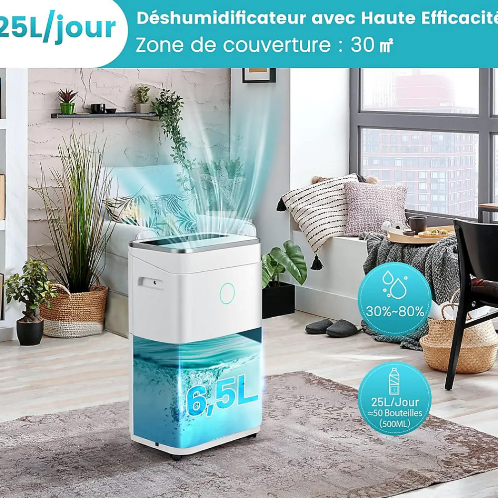 Déshumidificateur 25 L Jour Déshumidificateur électrique Minuterie 24H 2 Vitesses de Ventilation 2 Modes>Giantex Outlet