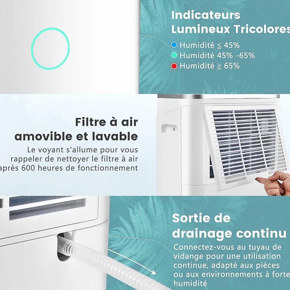 Déshumidificateur 25 L Jour Déshumidificateur électrique Minuterie 24H 2 Vitesses de Ventilation 2 Modes>Giantex Outlet