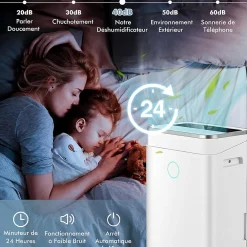 Déshumidificateur 25 L Jour Déshumidificateur électrique Minuterie 24H 2 Vitesses de Ventilation 2 Modes><noscript><img width=