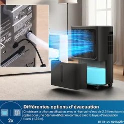 Eriksson Déshumidificateur 16 litres adapté pour chambre salon cave Dehumidifier* Déshumidificateur D'Air