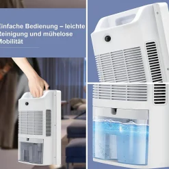 Déshumidificateur 2000 ml avec télécommande, minuterie 24 h, nettoyage UV et mode veille (blanc)><noscript><img width=