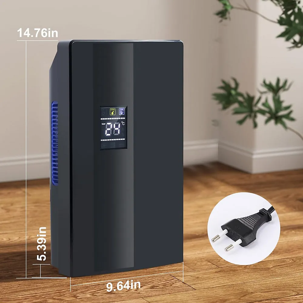 Déshumidificateur 2000 ml avec télécommande, minuterie 24 h, nettoyage UV et mode veille (noir)>Nettlife Clearance