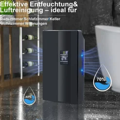 Déshumidificateur 2000 ml avec télécommande, minuterie 24 h, nettoyage UV et mode veille (noir)><noscript><img width=