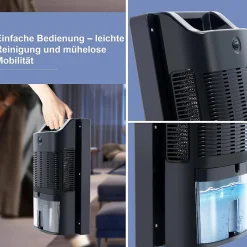Déshumidificateur 2000 ml avec télécommande, minuterie 24 h, nettoyage UV et mode veille (noir)><noscript><img width=
