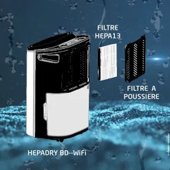 Britec Déshumidificateur + purificateur wifi 245W* Déshumidificateur D'Air