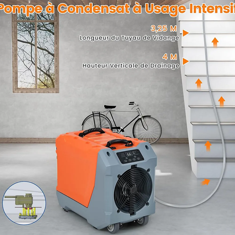 Déshumidificateur air 85 L jour Déshumidificateur Mobile avec Dégivrage Automatique Minuterie 24H Tuyau de drainage Pompe>Giantex Discount