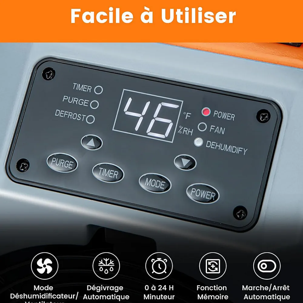 Déshumidificateur air 85 L jour Déshumidificateur Mobile avec Dégivrage Automatique Minuterie 24H Tuyau de drainage Pompe>Giantex Discount