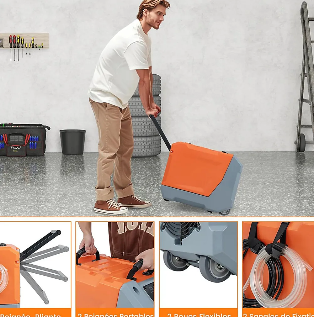 Déshumidificateur air 85 L jour Déshumidificateur Mobile avec Dégivrage Automatique Minuterie 24H Tuyau de drainage Pompe>Giantex Discount