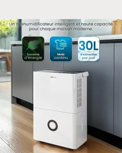 Nature Pro Déshumidificateur Compresseur Connecté 30L/jour avec Application Smartphone, Wi-Fi, Drainage continu* Déshumidificateur D'Air
