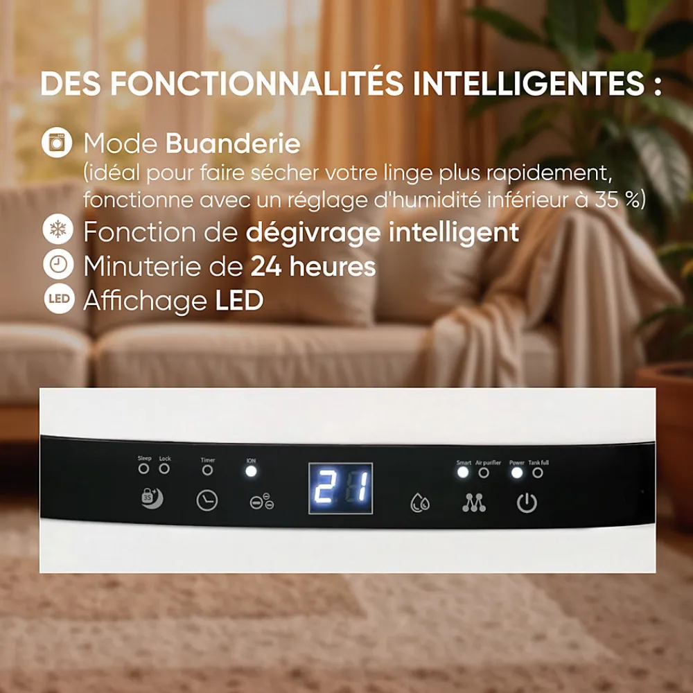 Déshumidificateur d'air - Nova 5L/jour, réservoir amovible, filtre à charbon actif, ioniseur intégré>Bestherm Sale