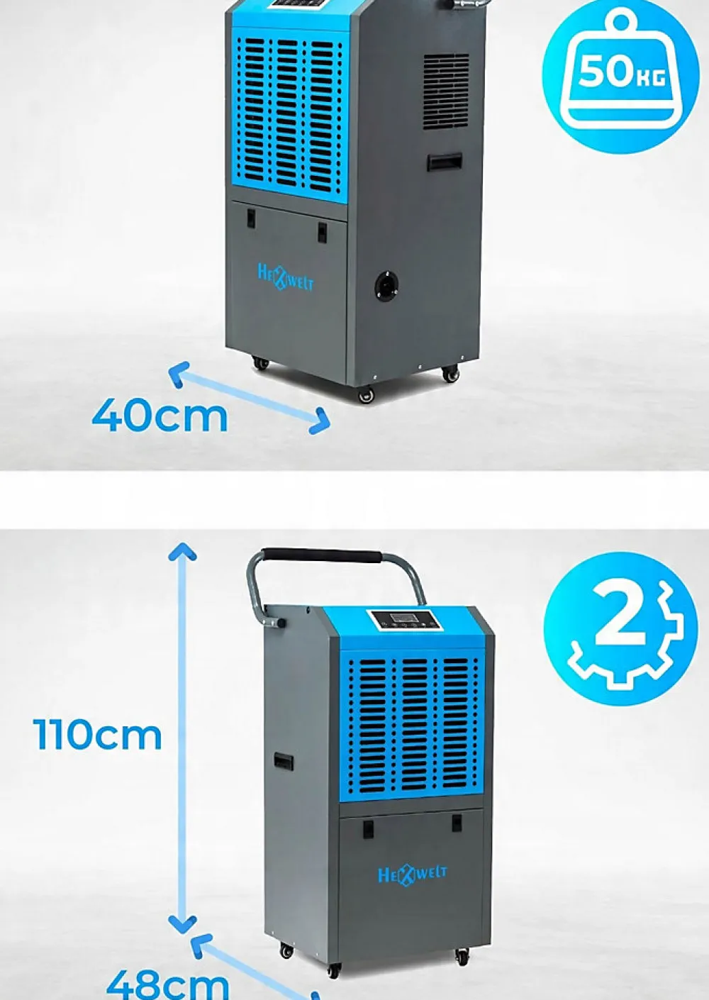 Déshumidificateur d'air industriel 138L/24H réservoir 10L absorbeur d'humidité 1 pièce.>Hexwelt Sale