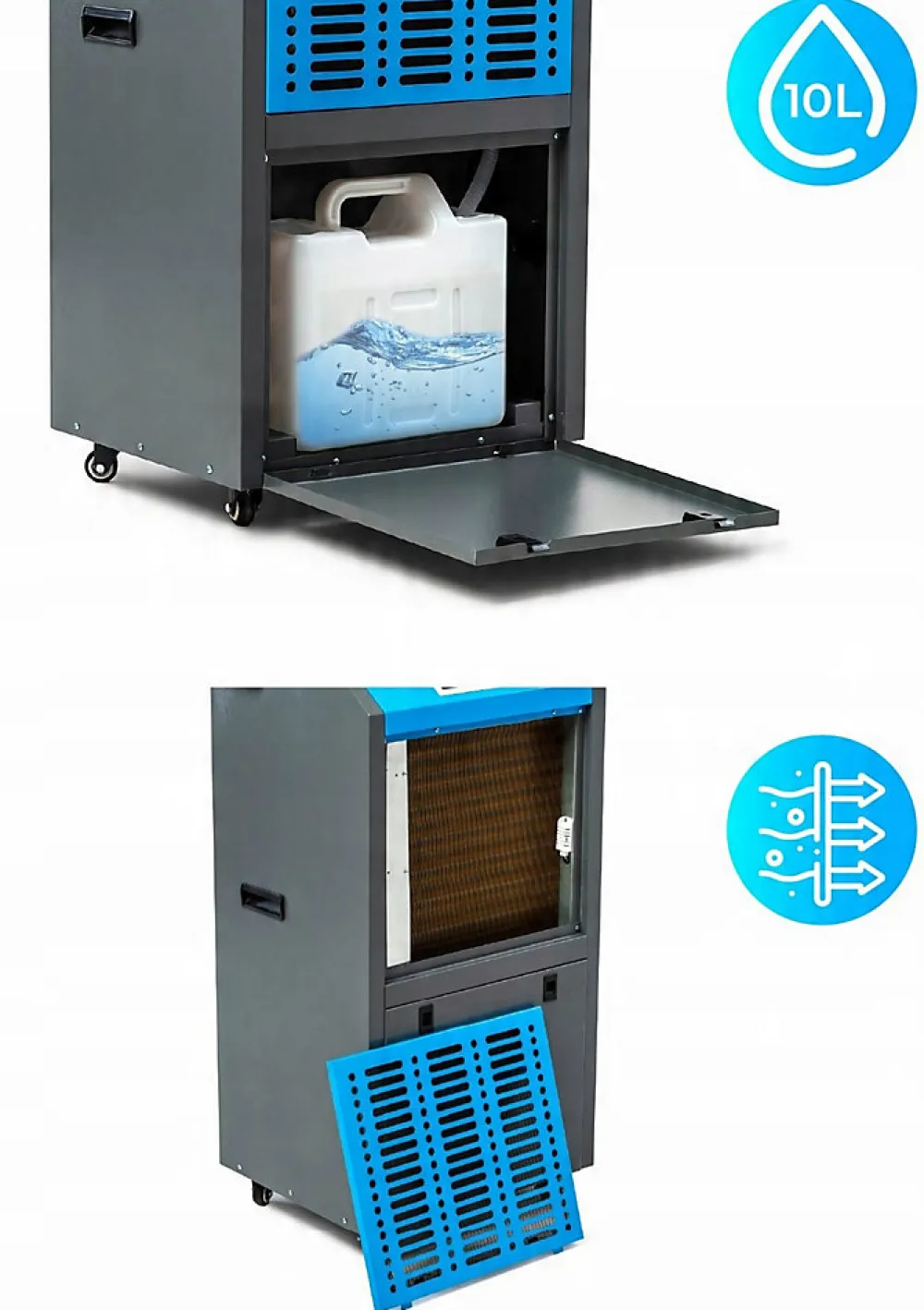 Déshumidificateur d'air industriel 138L/24H réservoir 10L absorbeur d'humidité 1 pièce.>Hexwelt Sale