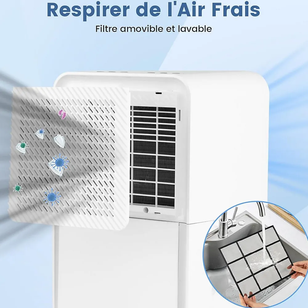 Déshumidificateur d'air 15L/Jour, Réservoir d'Eau 2,4L,avec 2 Vitesses, 4 Roulettes,pour Salon, Bureau, Salle de Bain>Giantex Hot