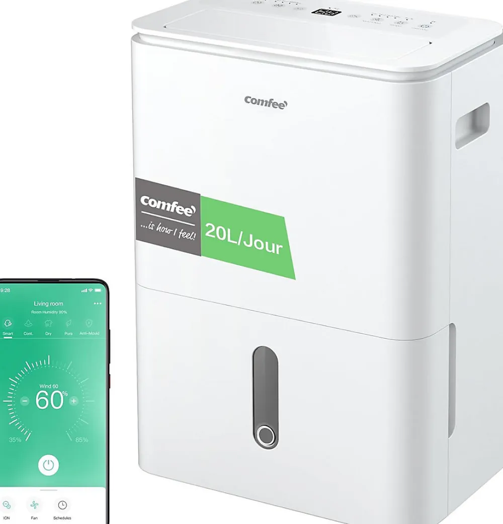 Déshumidificateur 2EN1,Elimine l'humidité jusqu'à 20LJour, Purification d'air avec ioniseur, 4 Modes, Fonction Air Swing>Nature Pro Hot