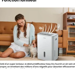 Déshumidificateur 2EN1,Elimine l'humidité jusqu'à 20LJour, Purification d'air avec ioniseur, 4 Modes, Fonction Air Swing>Nature Pro Hot
