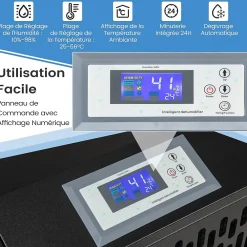 Giantex Déshumidificateur Industriel1300W,118L/Jour, Contrôle Humidité,avec 4 Roues,Minuterie 0-24H,pour Entrepôts et Caves 790 m² (Noir)* Déshumidificateur D'Air