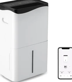 Giantex Déshumidificateur 50L Jour pour Pièces 60 avec 4 Modes 2 Vitesses De Ventilateur écran Tactile Contrôle Wifi Minuterie 24H* Déshumidificateur D'Air