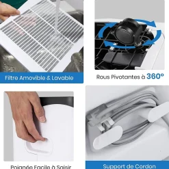 Giantex Déshumidificateur 50L Jour pour Pièces 60 avec 4 Modes 2 Vitesses De Ventilateur écran Tactile Contrôle Wifi Minuterie 24H* Déshumidificateur D'Air