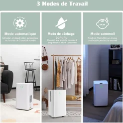 Déshumidificateur électrique 15L/Jour, 3 Modes, Minuterie 24H, 2 Vitesses du Vent, Réservoir d'Eau 2L, Blanc>Giantex Outlet