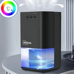 Déshumidificateur 1400 ml avec minuterie et d'ambiance (noir)>Nettlife Best