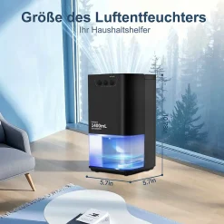 Déshumidificateur 1400 ml avec minuterie et d'ambiance (noir)>Nettlife Best