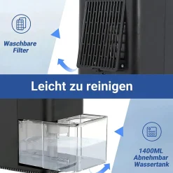 Déshumidificateur 1400 ml avec minuterie et d'ambiance (noir)><noscript><img width=