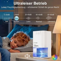 Nettlife Déshumidificateur 1400 ml avec minuterie et d'ambiance (blanc)* Déshumidificateur D'Air