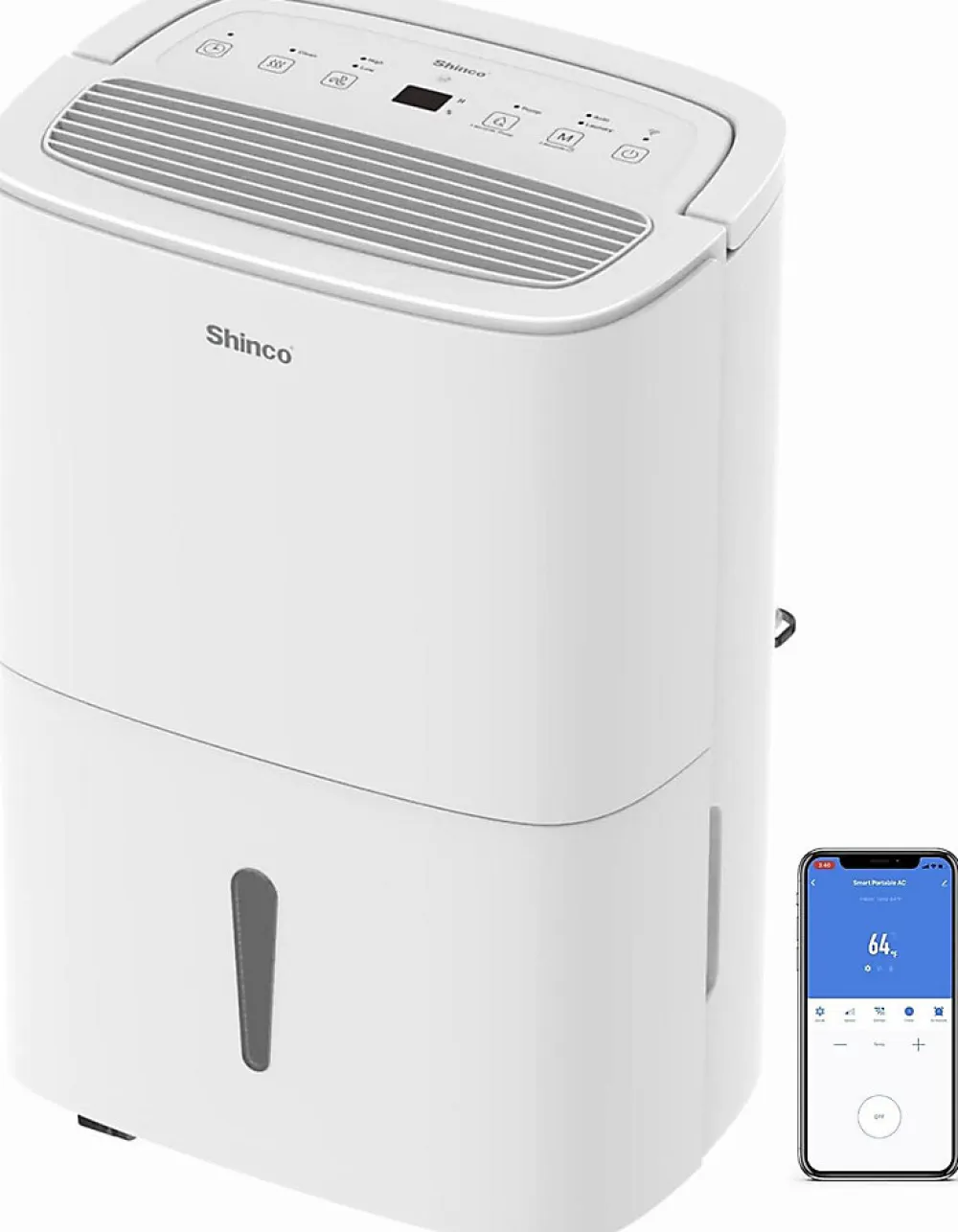 Déshumidificateur Portable Blanc 30L - Purificateur d'Air avec Filtre à Charbon Actif + Minuterie 24h + Drainage Continu>Shinco
