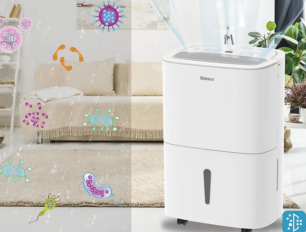 Déshumidificateur Portable Blanc 30L - Purificateur d'Air avec Filtre à Charbon Actif + Minuterie 24h + Drainage Continu>Shinco