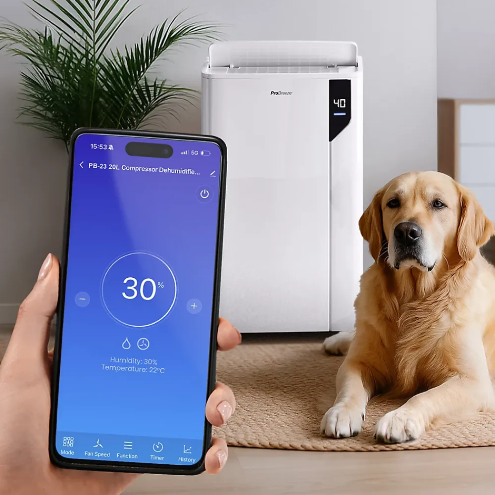 Pro Breeze Déshumidificateur 20L Premium avec mode linge à un clic et contrôle via application intelligente* Déshumidificateur D'Air