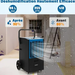 Giantex Déshumidificateur Professionnel 66L/Jour, Déshumidificateur Industriel pour Pièces jusqu'à 418 m²* Déshumidificateur D'Air
