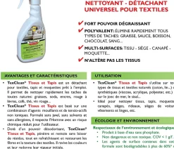 Guard Industrie Détachant tissu TexClean 500ml Tissu Matelas Canapé et Tapis Détachant et Nettoyant Professionnel* Entretien Du Textile