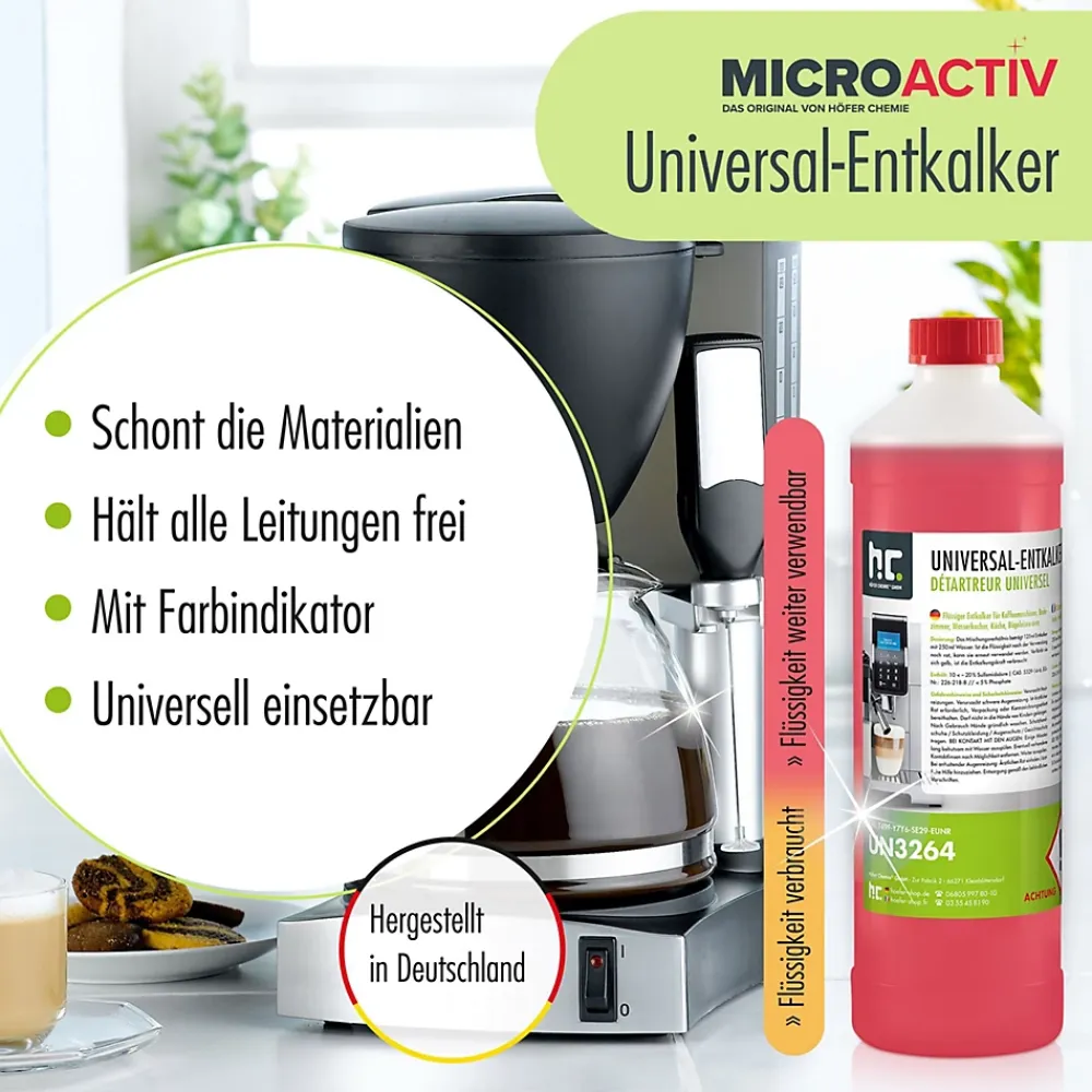 Höfer Chemie Détartrant Universel Microactiv Avec Indicateur De Couleur Pour Machines À Café Entièrement Automatiques En Bidon De 2 x 5 L* Nettoyant Pour Cuisine