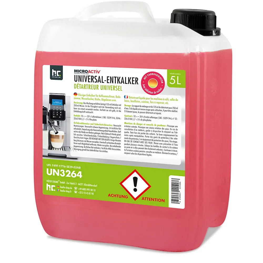 Détartrant Universel Microactiv Avec Indicateur De Couleur Pour Machines À Café Entièrement Automatiques En Bidon De 96 x 5 L>Höfer Chemie Clearance