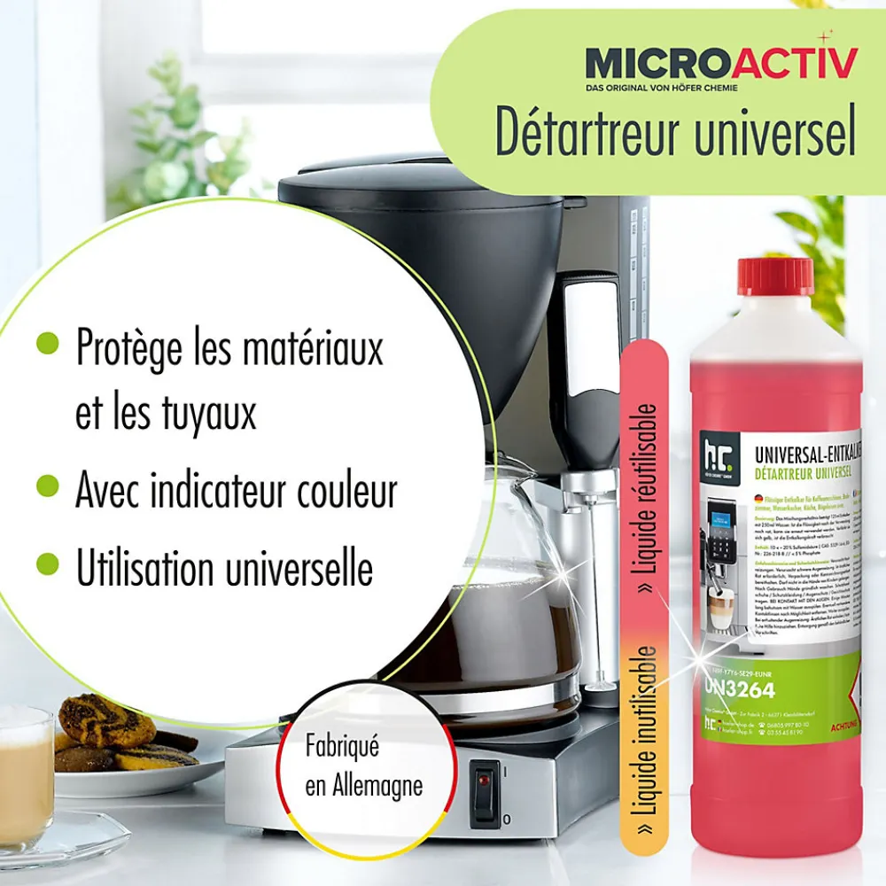 Détartrant Universel Microactiv Avec Indicateur De Couleur Pour Machines À Café Entièrement Automatiques En Bidon De 96 x 5 L>Höfer Chemie Clearance