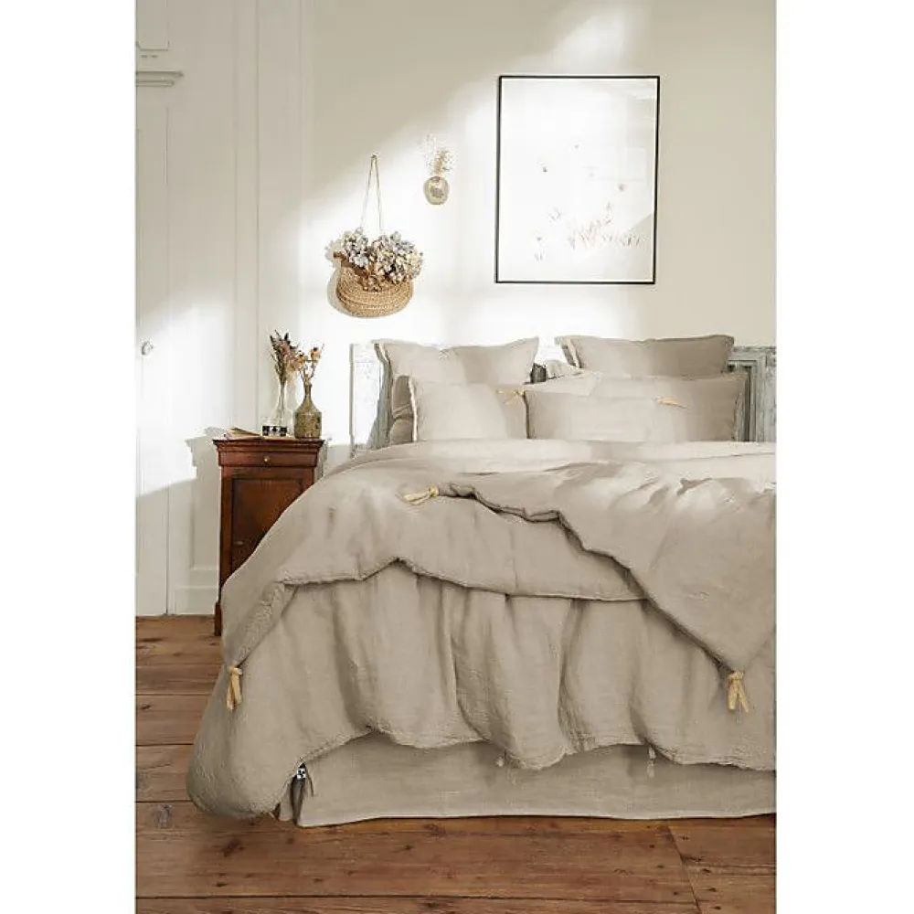 L'Effet Papillon Edredon bout de lit Soline 90x200 lin lavé Sable* Boutis, Couvre-Lit, Édredon