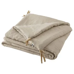 L'Effet Papillon Edredon bout de lit Soline 90x200 lin lavé Sable* Boutis, Couvre-Lit, Édredon