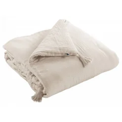 Edredon Gaïa double gaze coton taupe 90 x 200 cm>L'Effet Papillon Outlet