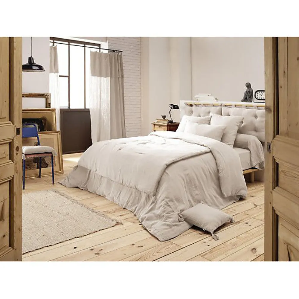 Edredon Gaïa double gaze coton taupe 90 x 200 cm>L'Effet Papillon Outlet