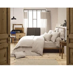 Edredon Gaïa double gaze coton taupe 90 x 200 cm><noscript><img width=