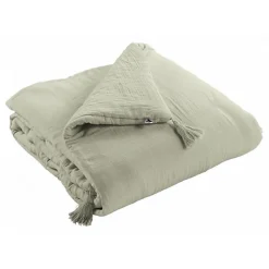 Edredon ou Bout de lit "Gaïa" toutes dimensions "Gaze de Coton" - Gaïa Vert d'Eau - 150 x 150 cm>L'Effet Papillon Clearance