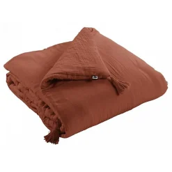 Edredon ou Bout de lit "Gaïa" toutes dimensions "Gaze de Coton" - Gaïa Terracotta - 90 x 200 cm>L'Effet Papillon Best