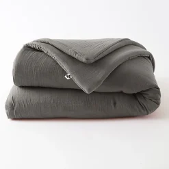 Edredon ou Bout de lit "Gaïa" toutes dimensions "Gaze de Coton" - Gaia Granit - 180 x 240 cm>L'Effet Papillon Outlet